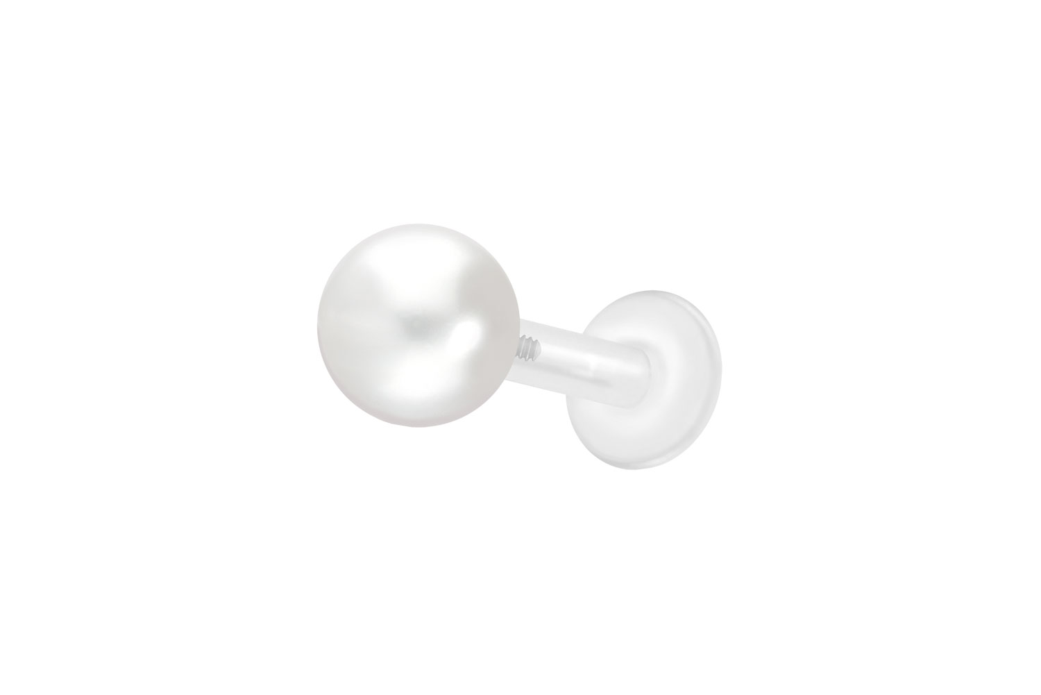 PTFE Labret Piercing mit Innengewinde + Titan-Aufsatz SYNTHETISCHE PERLE
